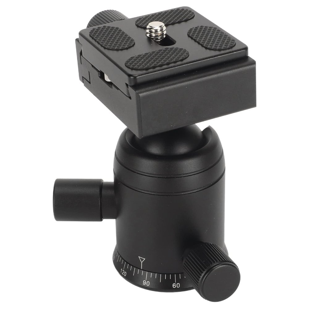 Panoramic Head 360 Degree Rotating Metal Tripod Head with Plate Bubble Tier for Cameras DV Cell Phones Telescopes