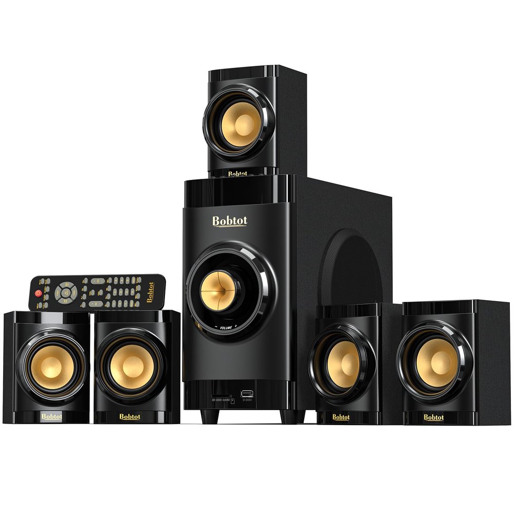 Bobtot Home Theater System Small 4" Subwoofer 200W 5.1/2.1 Channel Surround Sound System with ARC Optical Bluetooth Input