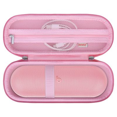 BOVKE Carrying Case for Beats Pill - Portable Bluetooth Speaker, New Beats Pill Wireless Speaker Travel Holder Bag with Extra Mesh Pocket for Charging Cables, Accessories, Pink