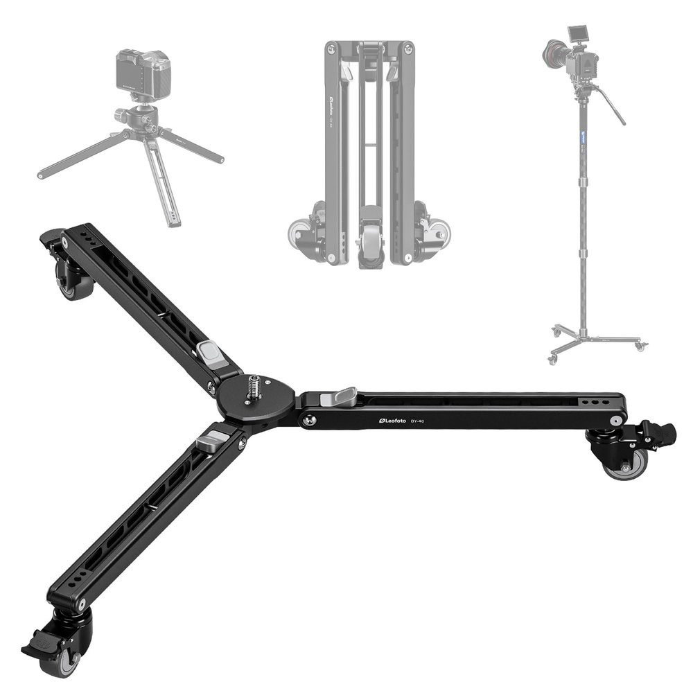 Leofoto Photography Monopod Dolly, Universal 33lbs Capacity Monopod Wheels, Adjustable Desktop Tripod Mount for Canon Sony Nikon DSLR Cameras Camcorder Photo Video Lighting (DY-40)