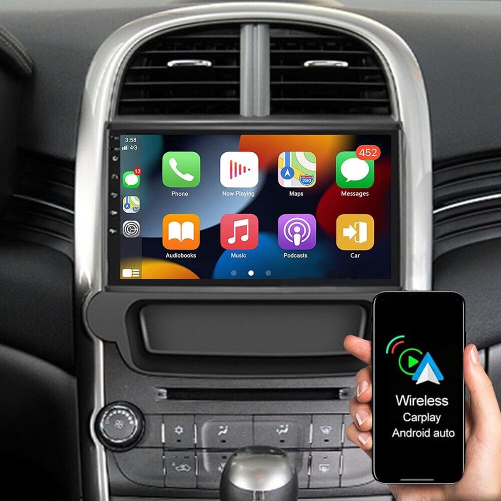 2+32G Android 13 Car Stereo Radio for Chevrolet Malibu 2011-2015, 9 Inch Touch Screen Upgrade Radio for Malibu Radio with Wireless Carplay Android Bluetooth GPS Navigation FM/RDS Radio Backup Camera