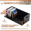 CroBlissful 4 Set Wooden CD Storage Box Holder Shelf Cassette Tape Display Racks with Carrying Handles, Organizer Shelf for Movie Cases, DVDs, Each Set Can Store up to 36 Pcs CDs (Black) view 3
