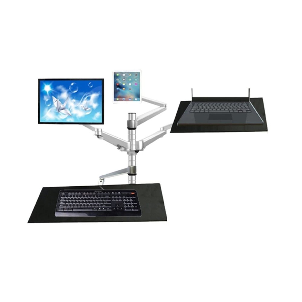 ADBWEKKF OA-13X Multimedia Desktop Dual Arm 10"-25" LCD Monior Stand Mount+ Laptop Holder Stand +10" Tablet Mount+Keyboard Tray Bracket(OA-13X)