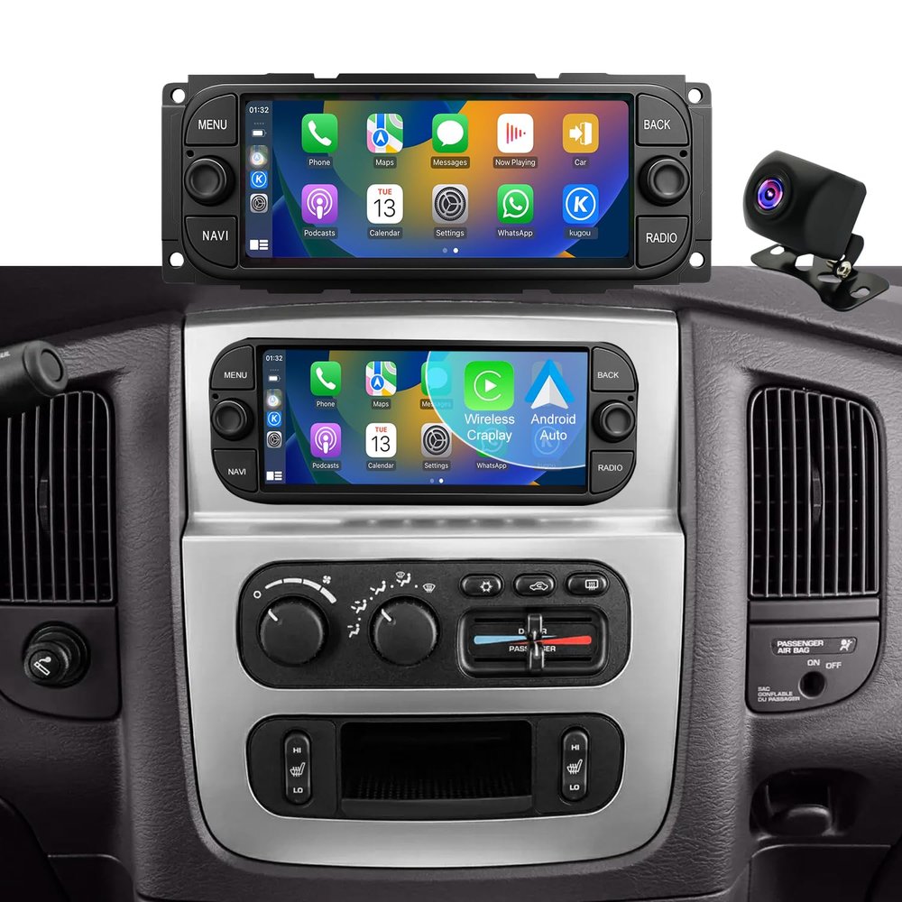 2+64G for Dodge Ram 1500/2500/3500 Radio 2002 2003 2004 2005, Jeep Wrangler JK Radio 2003-2006, Grand Cherokee 1999-2004, Liberty 2002-2007, Chrysler Touch Screen Stereo Wireless Carplay Android Auto