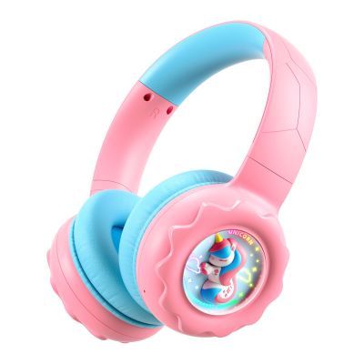 Kids Bluetooth Headphones, Rainbow LED Light, Unicorn Buddy, 85dB Volume Limited, 60 Hours Playtime, Bluetooth 5.3, USB C, Kids Wireless Headphones for iPad/Tablet/Travel/School, Durable