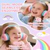 Kids Bluetooth Headphones, Rainbow LED Light, Unicorn Buddy, 85dB Volume Limited, 60 Hours Playtime, Bluetooth 5.3, USB C, Kids Wireless Headphones for iPad/Tablet/Travel/School, Durable view 2