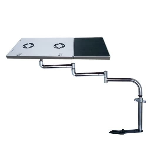 ADBWEKKF Full Motion 360degree Rotation Laptop Car Mount Stand Desk Car Dining Table Writing Board Notebook Tablet PC Holder with USB Fan(BLOK851W)