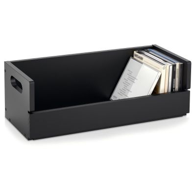 CroBlissful 1 Set Wooden CD Storage Box Holder Shelf Cassette Tape Display Racks with Carrying Handles, Organizer Shelf for Movie Cases, DVDs, Each Set Can Store up to 36 Pcs CDs (Black)