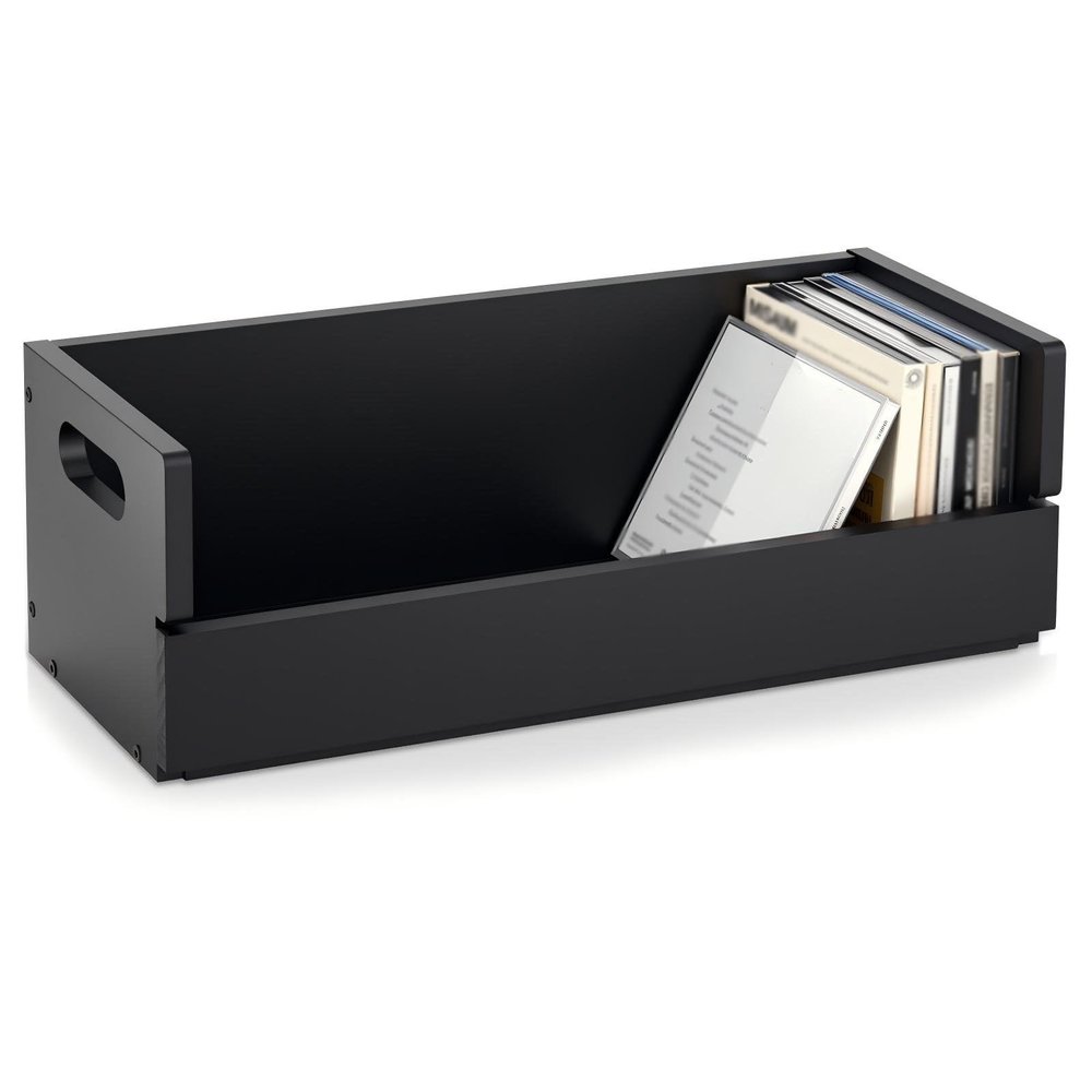 CroBlissful 1 Set Wooden CD Storage Box Holder Shelf Cassette Tape Display Racks with Carrying Handles, Organizer Shelf for Movie Cases, DVDs, Each Set Can Store up to 36 Pcs CDs (Black)