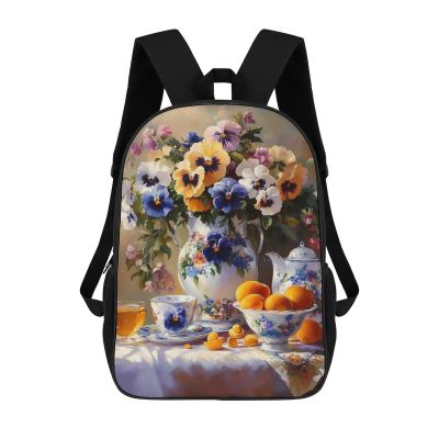Blue Bouquet Porcelain 17 Inch Laptop Backpack Adjustable Strap Shoulder Bag Daypack for Travel School