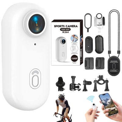 MGSTN The Snap Cam, POV Camera, HD 4k Mini Body Camera, Hands-Free Wearable Pro POV Adventure Action Body Cam with Audio and Video, Mount Anywhere, for Vlogging, Cycling, Diving (White, 1080P)