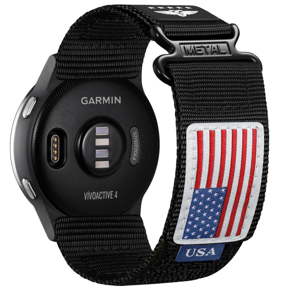 22mm Quick Release Watch Band Compatible with Garmin Venu 3 Bands/Vivoactive 4/ Venu 2, Flexible Nylon Sport Hook&Loop Clasp Wristband Strap for Forerunner 265/255/255 Music, Watch Men