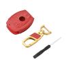 Red 3 Buttons Car Remote Key Fob Case Holder Cover Chain for Benz E view 3