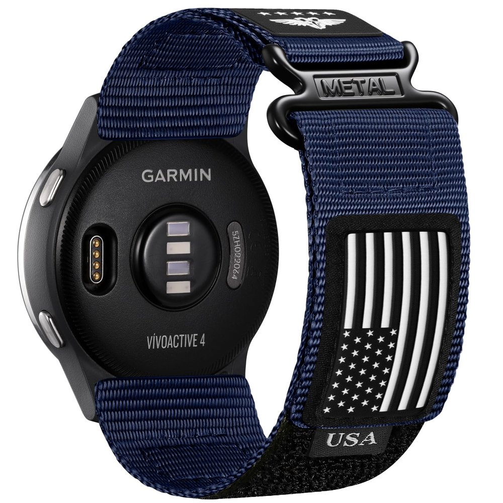 22mm Watch Bands for Men Compatible with Garmin Venu 2 Watch Band, Soft Rugged Fabric Adjustable Sports Replacement Accessories Strap for Forerunner 265/255/255 Music, Vivoactive 4, Venus 3 Women