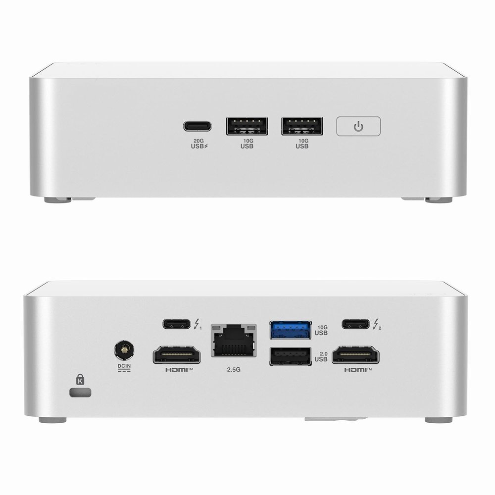 NUC 15 Pro+ NUC15CRSU5 Elegant Mini PC with Intel Core Ultra 5 225H Processor, Arc Graphics, Dual HDMI, Thunderbolt 4 | Ideal for Work, Gaming & Creativity (32GB RAM+512GB SSD)