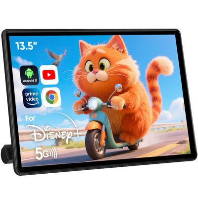 13.5inch Headrest Monitor for Car Supports Android Touchscreen HDMI Phone Mirroring WiFi SD Card Bluetooth Cars Entertaiment Video Player (13.5 2G+32G (1PC))