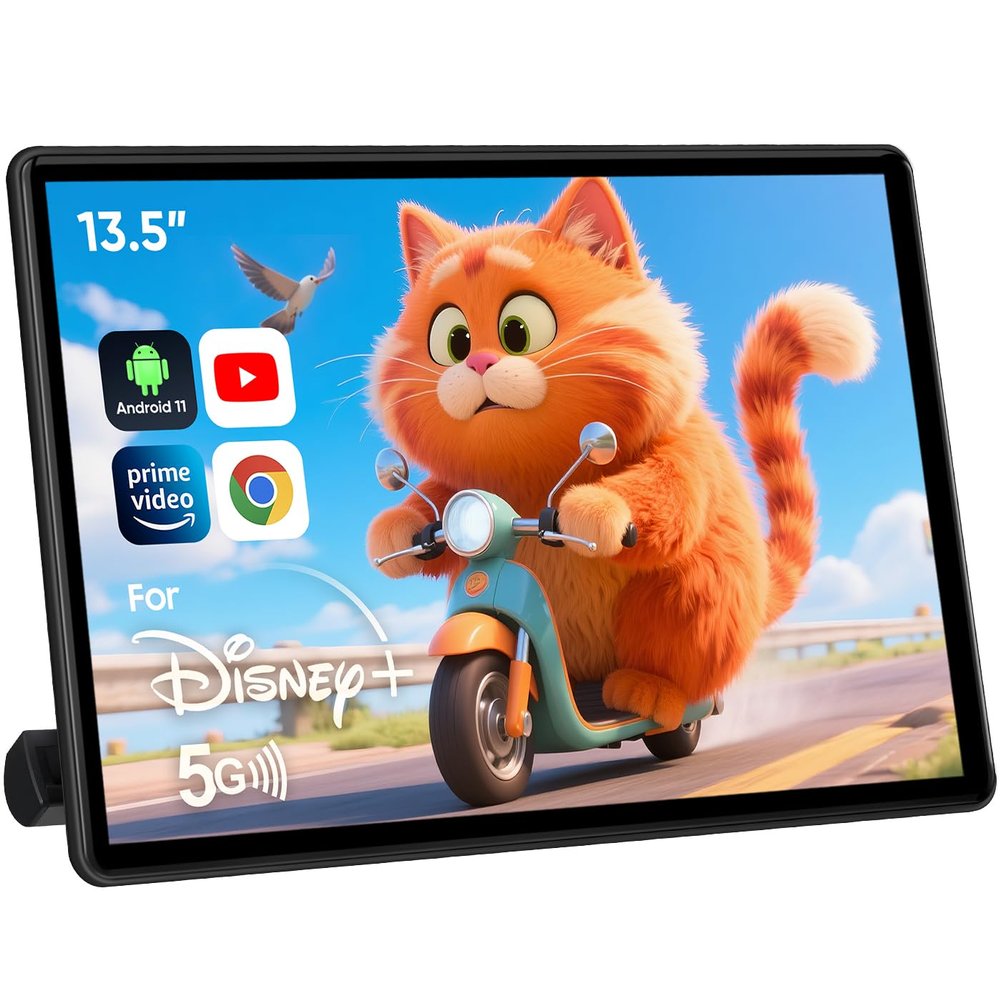 13.5inch Headrest Monitor for Car Supports Android Touchscreen HDMI Phone Mirroring WiFi SD Card Bluetooth Cars Entertaiment Video Player (13.5 2G+32G (1PC))