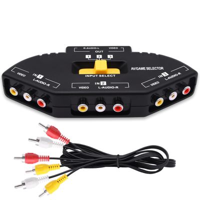 YARCHONN RCA AV Audio Video Switcher Splitter 3 Way Audio Video AV RCA Switch Game Selector Box Splitter 3 in 1 Out Composite Converter Switcher with AV Cable for Xbox DVD PS3 HDTV