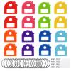 16 PCS Key Covers Caps Key Identifiers Covers, Suitable for Most Keys with Blank and Printed Labels, for Classification and Organization, Comes with 16 Keys Ring and 16 Stickers (8 Colors) view 1