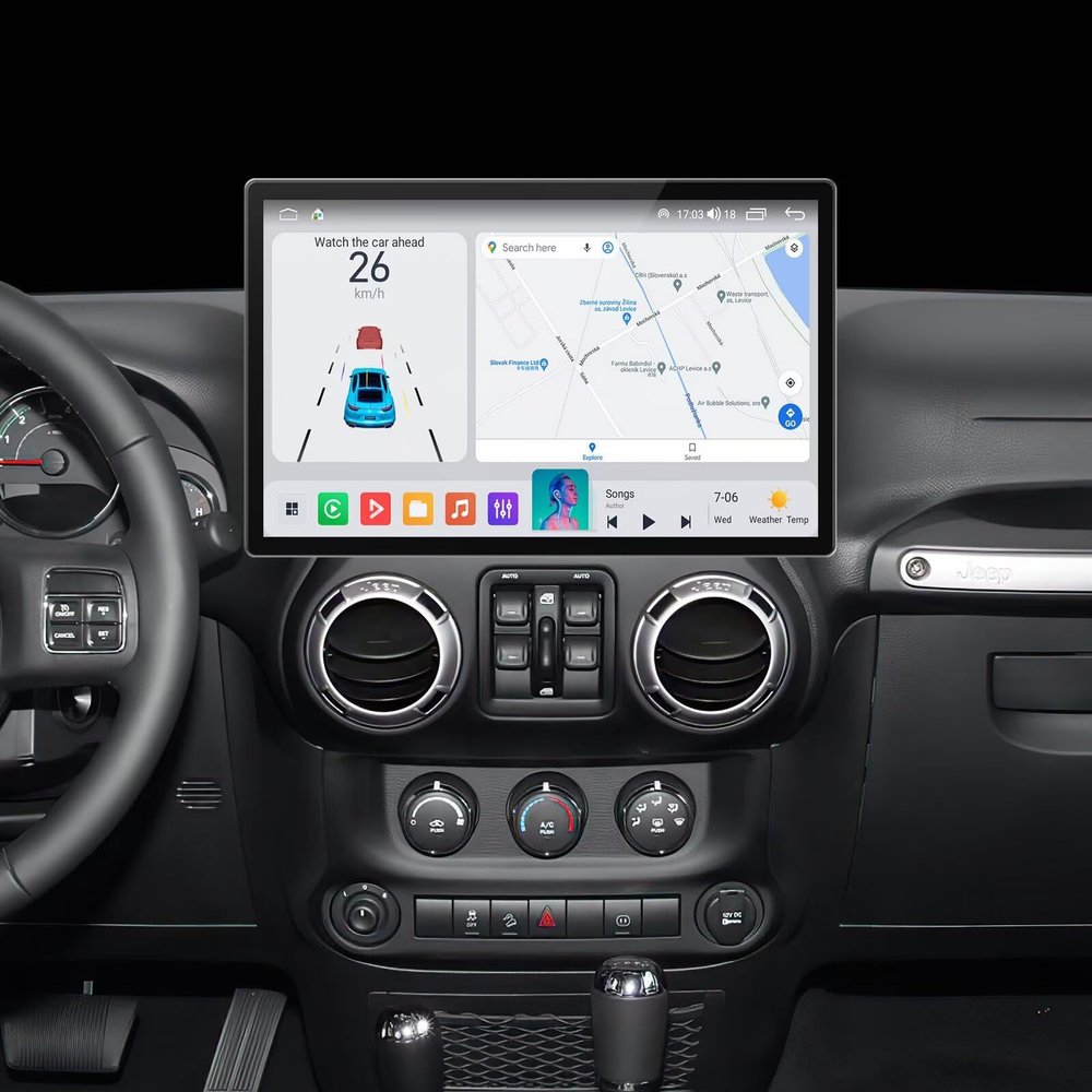 13 Inch QLED Touch Screen 8 Core 4+32GB Android Car Radio for Jeep Wrangler JK 2011-2017 Radio Upgrade Dash Kit Built-in Car-Play Android Auto GPS Navi