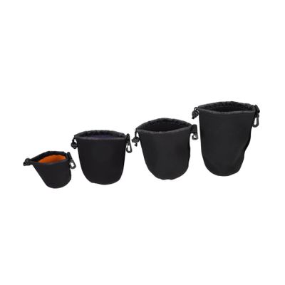 HOMSFOU Portable Waterproof Camera Lens Pouch for DSLR Elastic Lens Storage Bag Protective Cover for Photographers and Travel Black