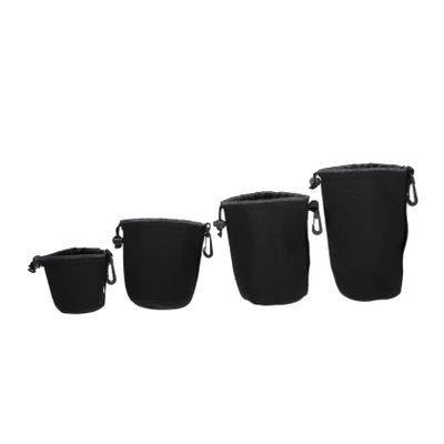 STOBOK 4pcs Elastic Camera Lens Case Neoprene Pouch for Camera Lens Hooks for Belt Bag for Professional and Hobbyist