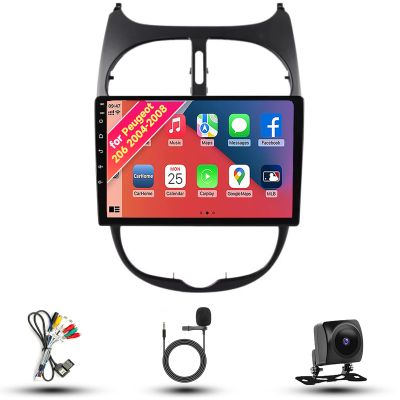 Radio for Peugeot 206 2004-2008 Android 13 9" IPS Touch Screen, Car Stereo with CarPlay & Android Auto, GPS Navigation DSP SWC 5G WiFi Camera 8CORE 4+32GB