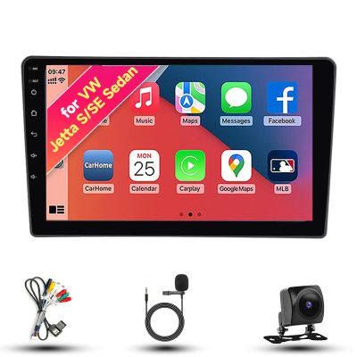 Radio for 2011-2016 VW Volkswagen Jetta S/SE Sedan Android 13 10.1" IPS Touch Screen, Car Stereo with CarPlay & Android Auto, GPS Navigation DSP SWC 5G WiFi Camera 8CORE 4+32GB