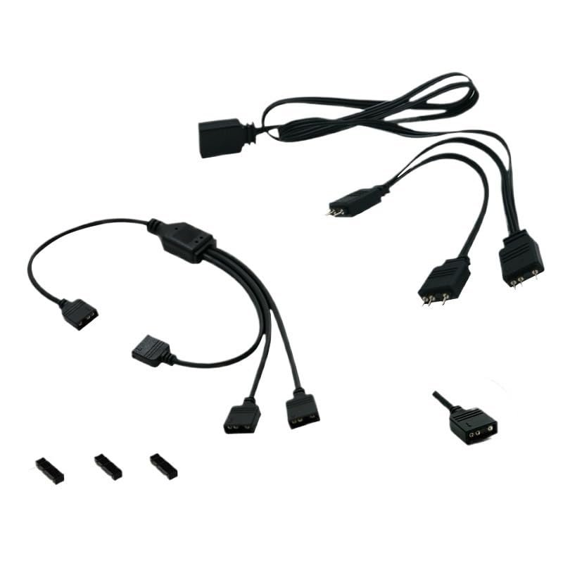 VCALDGFZ ARGB 5V 3Pin Extension Cable Adapter 30cm 1 to 1 2 3 4 5 12v 4pin Motherboard RGB SYNC Splitter(1-3(3Pin 5V) Black)