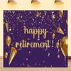 10X8ft Happy Retirement Backdrop Purple and Gold Diamond Balloons and Ribbons Retired Party Decorations Theme Background Photography Studio Props Congratulations on Retirement view 1