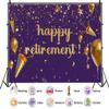 10X8ft Happy Retirement Backdrop Purple and Gold Diamond Balloons and Ribbons Retired Party Decorations Theme Background Photography Studio Props Congratulations on Retirement view 2