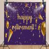 10X8ft Happy Retirement Backdrop Purple and Gold Diamond Balloons and Ribbons Retired Party Decorations Theme Background Photography Studio Props Congratulations on Retirement view 3