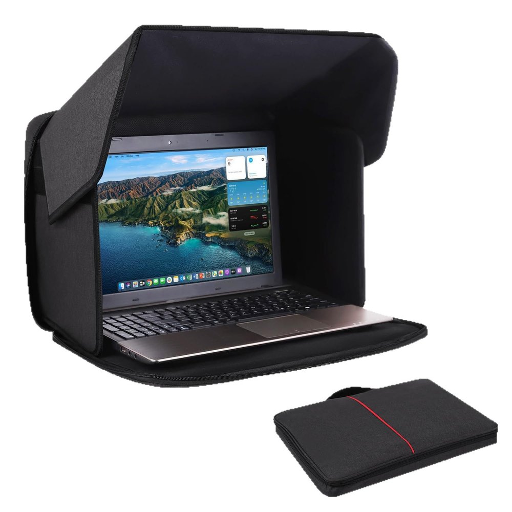 1 set of outdoor heat-insulating office laptop sun visor table curtain for outdoor work. Foldable computer shielding cover 12-16 inches, suitable for various laptop anti-glare designs