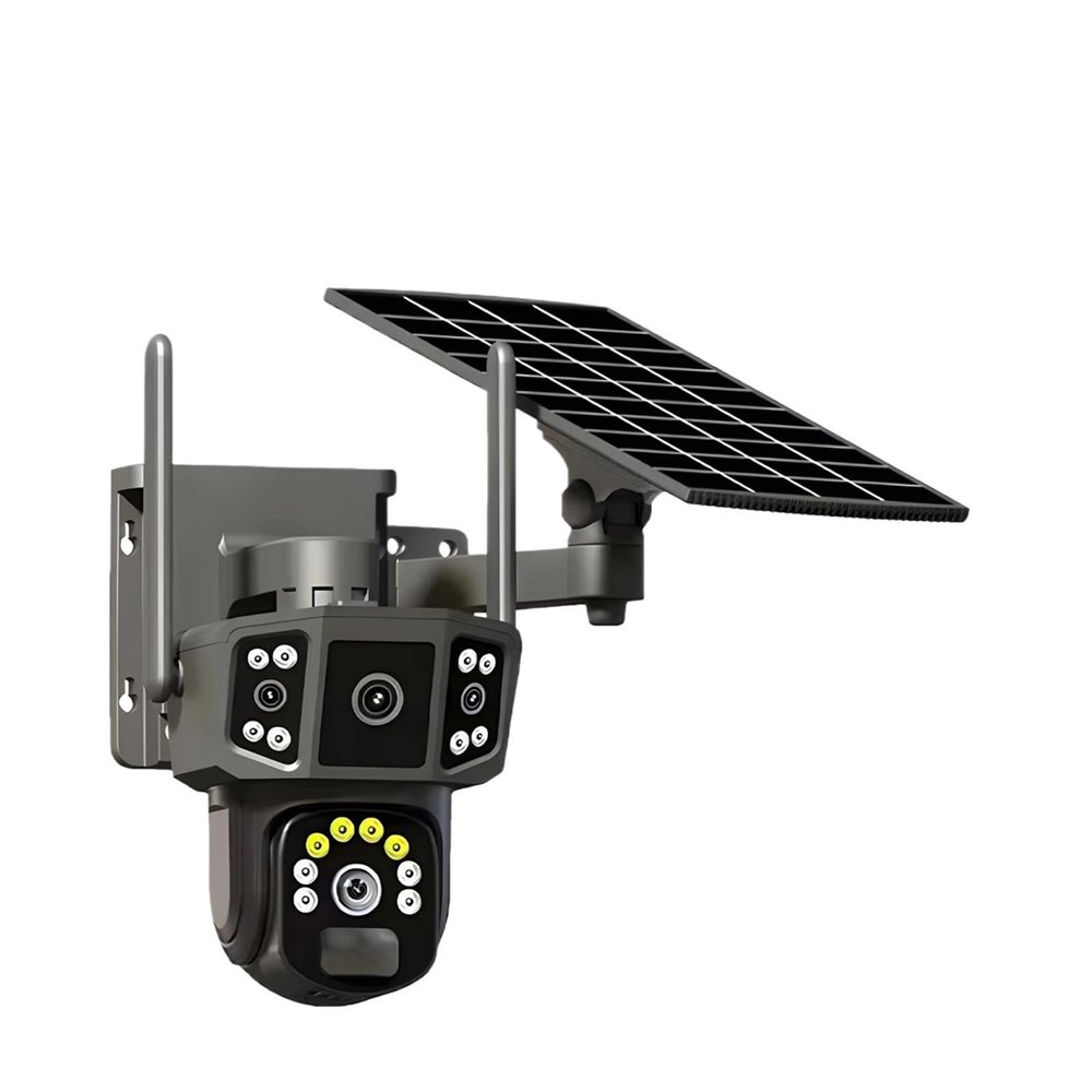 JUCFRDNJ Solar Outdoor Surveillance Camera 4G Sim 6K 12MP Dual Lens 10 Digital Zoom CCTV PTZ IP66 Security Solar Panel Cameras(WiFi Camera 128G)