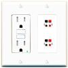 RiteAV 2 Port Speaker Wire Plug Jack Wall Plate - GFCI Outlet [White] view 1