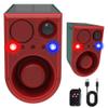 Solar Strobe Light Motion Detector Alarm: Dog Barking and Gunshot Sound, 13 Kinds of Warning Sound Loop Playback, 130db Noise Maker, Support Recording, Waterproof for Home, Farm, USB Charging (2 Pack) view 1