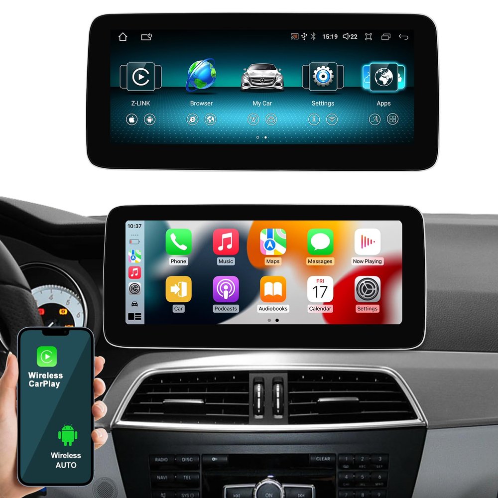 12.3" Carplay Screen for Benz C Class W204 S204 2011-2015 Year with NTG4.5, Car Stereo with Wireless Android Auto Car Audio Receivers GPS Navigation