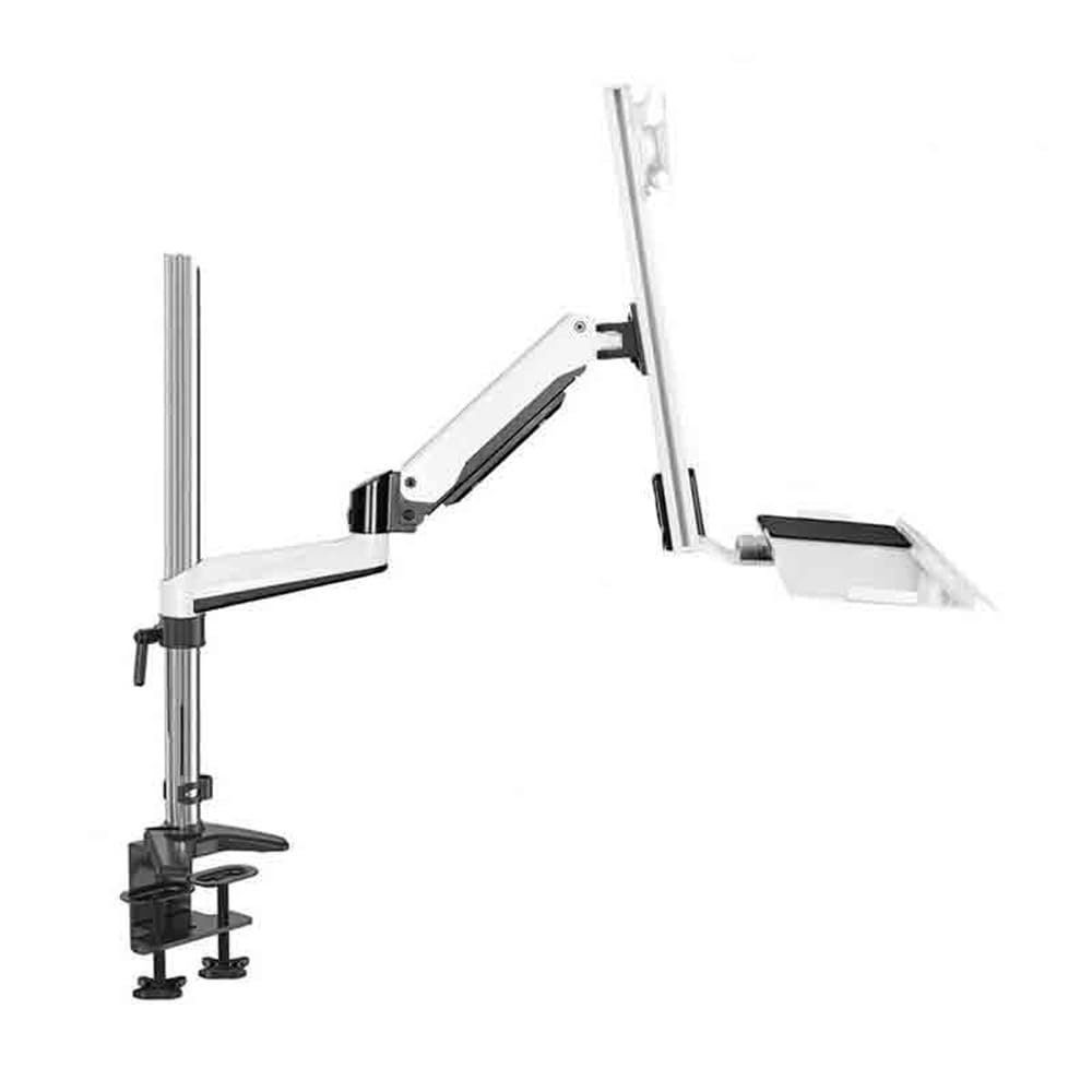 FURUIM2024M Monitor Arm Clamp Table Model Monitor Stand Arm Single Arm with Tray for 15-27 Inch Single Screen Adjustable Monitor Stands