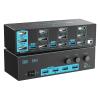 8K/4K KVM Switch 3 Monitors 3 Computers Triple Monitor 3 Port 2 Displayport 1.4 and HDMI 2.1 USB 3.0 KVM Switches, DP 1.4 Supports 8K@30Hz/4K@144Hz, HDMI Supports 8K@60Hz /4K@120Hz with Wired Remote view 1