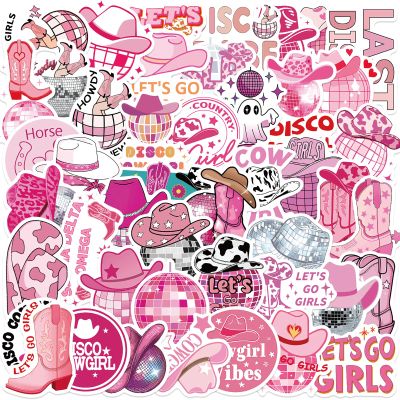 100PCS Pink Disco Cowgirl Stickers Pack,Waterproof Vinyl Western Cowboy Sticker for Water Bottle Laptop Scrapbook,Disco Girl Decal for Preppy Decor Party Gifts,Cowgirl Stickers for Adults Teens Kids