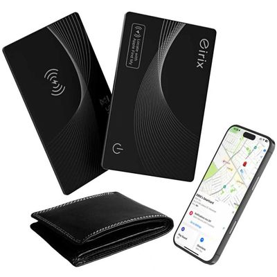 2026 [Apple MFi Certified] (iOS Only) Wallet Tracker Card, Rechargeable Thin Finder, Works with Apple Find My (iOS Only), Item Locator for Luggage Tags, Passports, Phone (Black, 2 Pack)