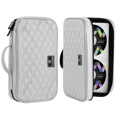 96-Sleeve Cd Case Organizer, Portable DVD Storage Wallet with Handle, Waterproof Hard Shell for Car, Office, and Travel,