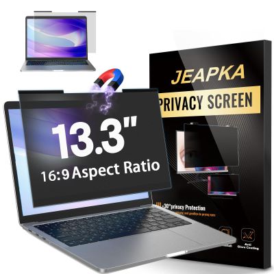 Magnetic Laptop Privacy Screen Filter 13.3 inch for 16:9 Widescreen Computer Monitor, Removable Anti Blue Light Privacy Shield, Anti-Glare Protector
