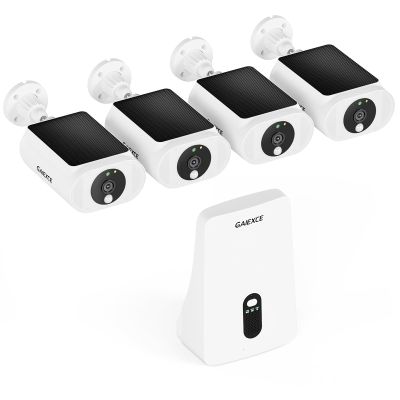 Gaiexce Solar Security Cameras Wireless Outdoor 4 Cam Kit Expadable to 10H, No Subscription Cameras for Home Security System, 64G Local Storage, 2.4G &5G WiFi, 2K Color Night Vision Two-Way Audio IP66