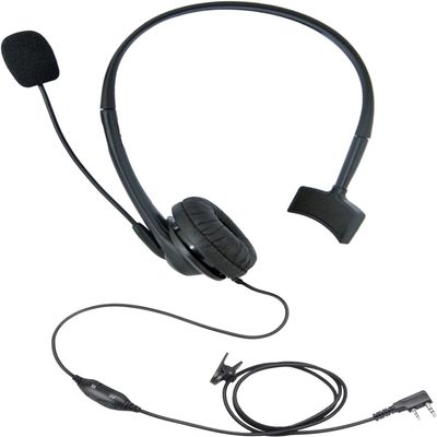CENMIGO Over The Ear Ptt Mic Earpiece Two Way Radio Headset with Boom Mic Overhead Headphone for Walkie Talkie (Single Sided,Black,Wired,2 Pin) (1 Pack)