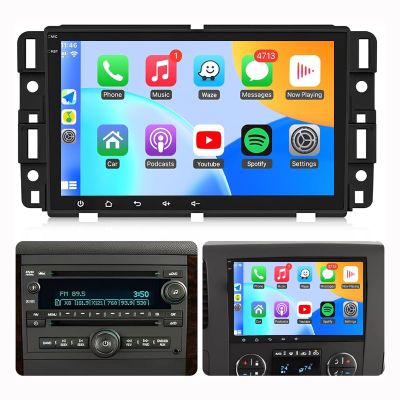 Car Radio Stereo for 2007-2013 Chevrolet Silverado for GMC Acadia Sierra Yukon 2007-2012 with Wireless CarPlay Android Auto 8 Inch Touch Screen Stereo for Silverado GMC WiFi GPS-2+32G