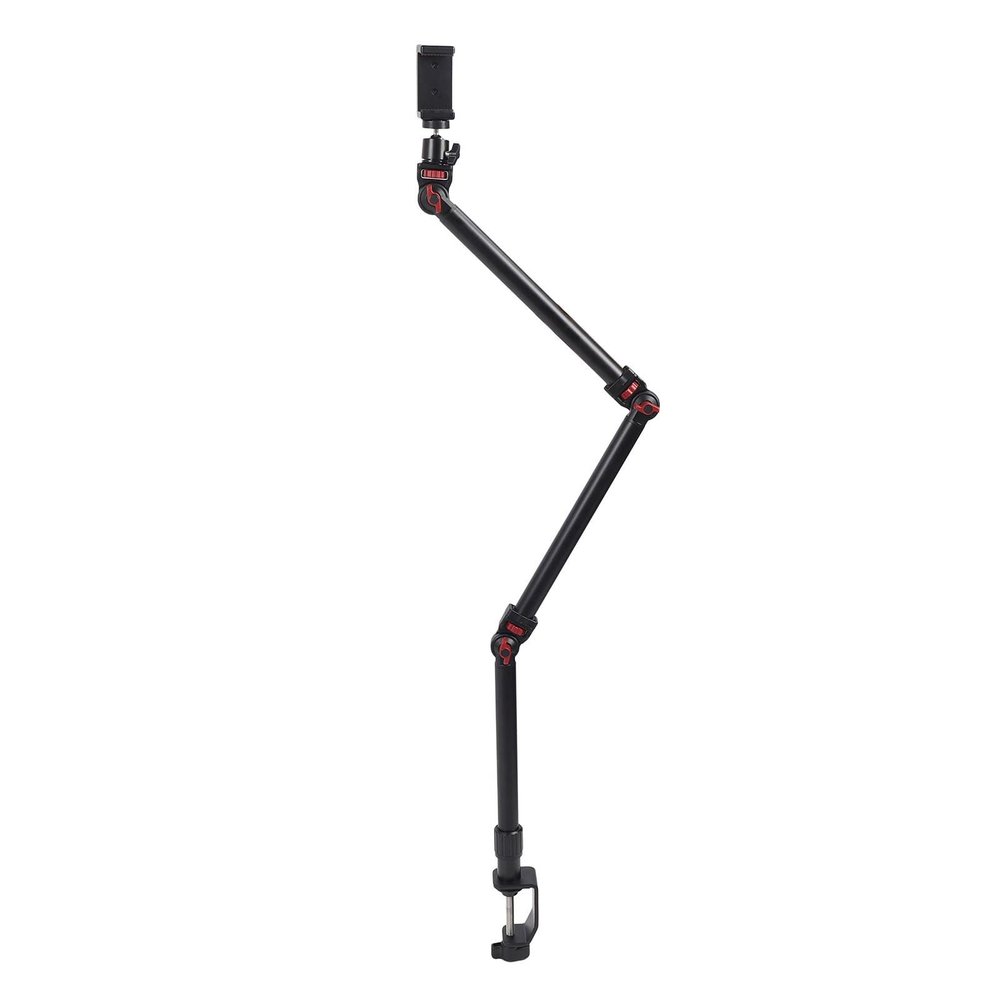 3 Section Articulating Arm, C Clamp Overhead Camera Mount Desk Stand Adjustable Articulated Arm with 1/4in 3/8in 5/8in Screw, 360 Ball Head