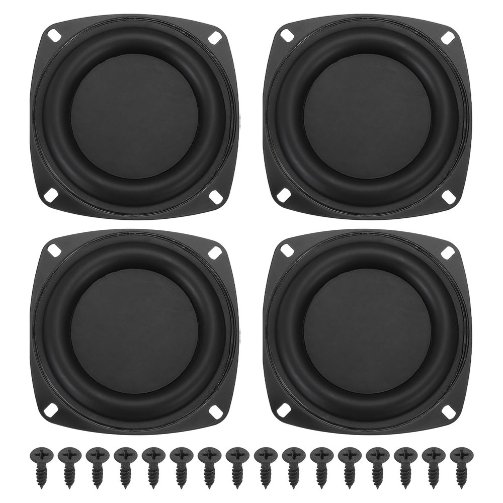 MECCANIXITY 4 Pcs Passive Radiator 4 Inch Woofer Vibrating Membrane, Rubber Vibration Diaphragm Plate Subwoofer for Bass Speaker Replacement, DIY(with 16pcs Screw)