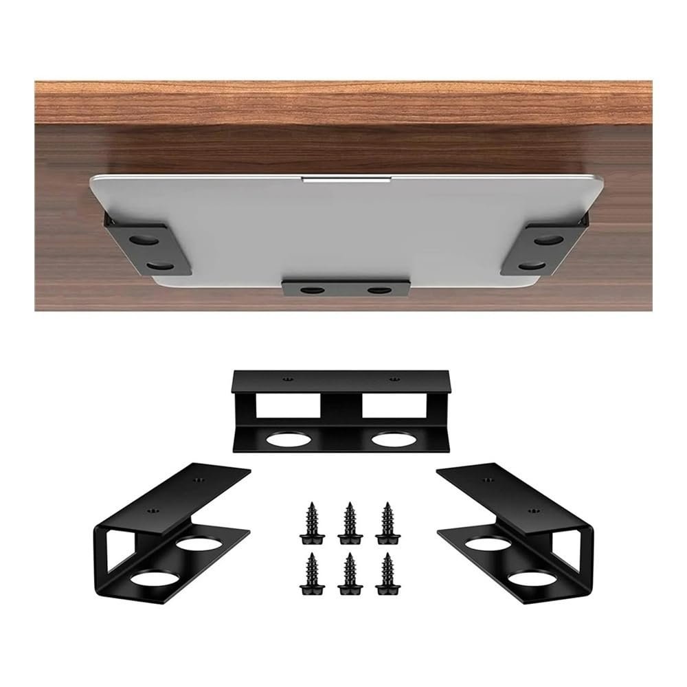 ZHONGCHENGWU Laptop Stand, Under Desk Laptop Mount Holder, Aluminum Laptop Storage Bracket with Anti-Scratch Felt Board Desk Accessories(Black)