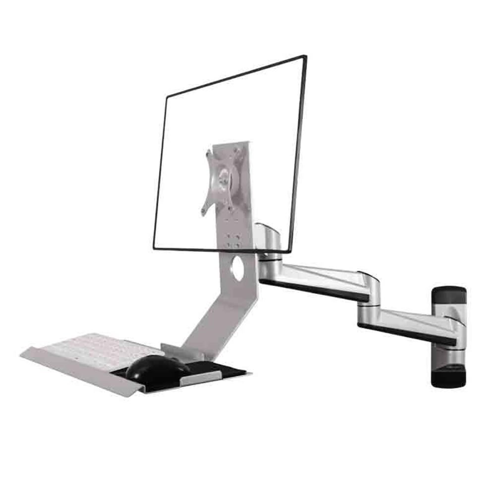YUHUAWF Monitor Stand Silver Wall Mount Double Arm with Regular Tray Monitor Stand Collapsible 90 Monitor Stand Desk arm